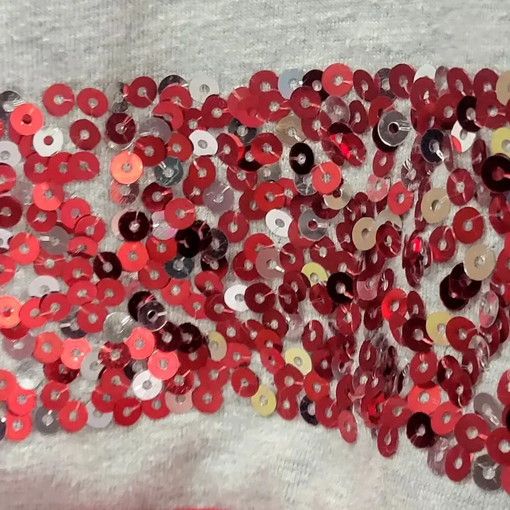 Justice Red and Gray Long Sleeve Sequin Top Size 10‎